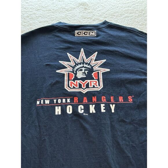 Vtg 2002 New York Rangers Throwback Vintage Long Sleeve CCM Blue XXL NHL - Picture 6 of 8